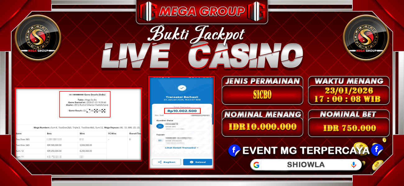 Bukti JP situs Shiowla hari Jumat, 23 Januari 2026